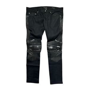 D04 motocycke biker leather zipped denim
